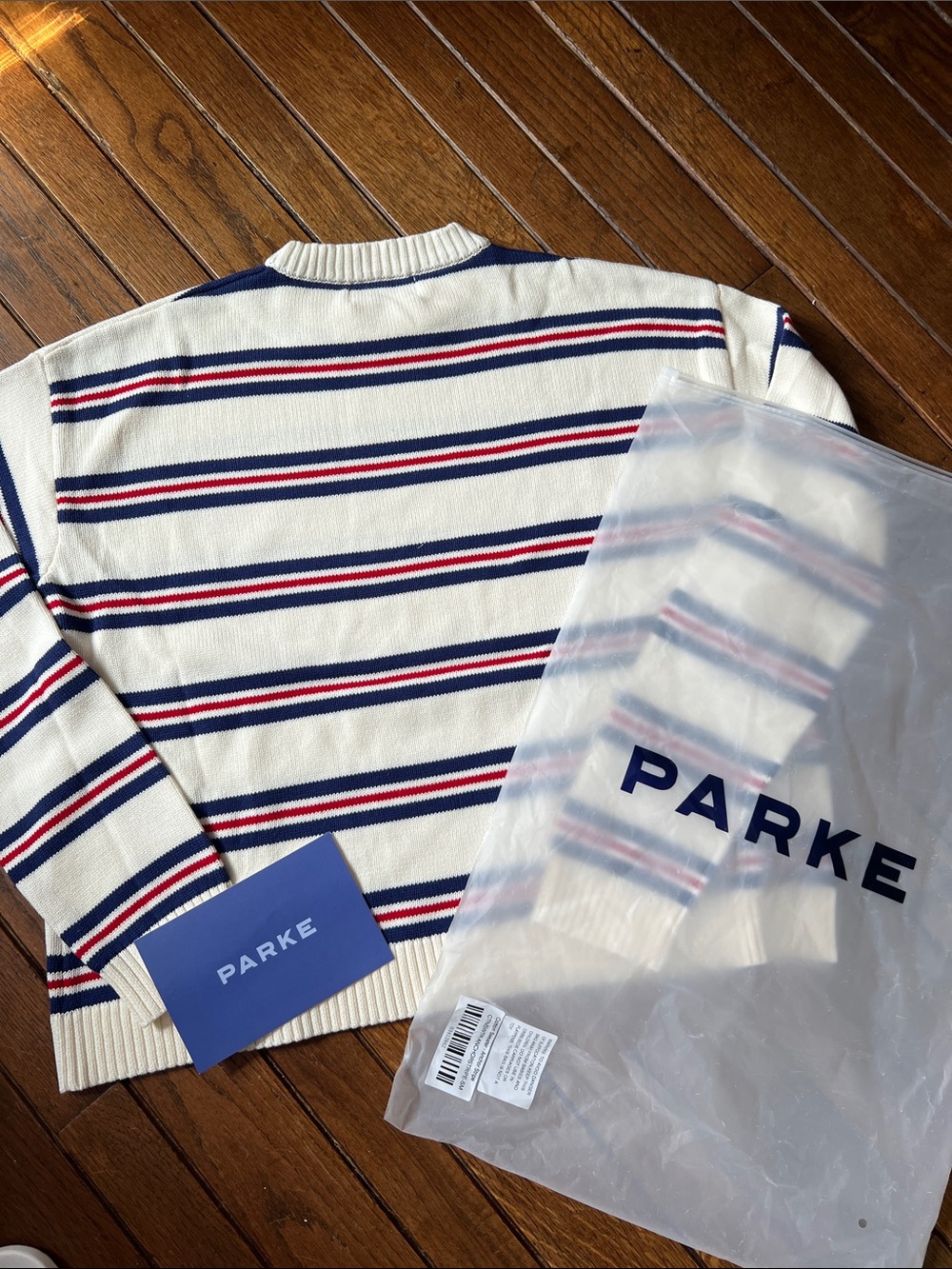 Parke Anchor Stripe Coastal Cotton Sweater Size S/M New In Bag NWT